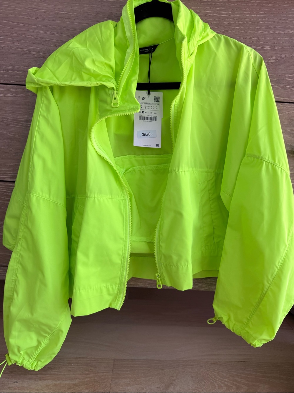 Pull&Bear Kids Neon Yellow-Green Hooded Windbreaker Jacket